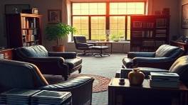critical consulting analysis, exhaustive, re-evaluating strategies, photorealistic, classic office with leather chairs, highly detailed, retro-style gadgets, analytical setting, golden hour glow, shot with an 85mm lens.
