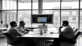 insightful consulting insights, generating ideas, brainstorming solutions, photorealistic, modern boardroom with creative displays, highly detailed, vibrant discussions and innovative concepts, HDR quality, monochrome with accents, diffused sunlight streaming, shot with a 70-200mm lens.